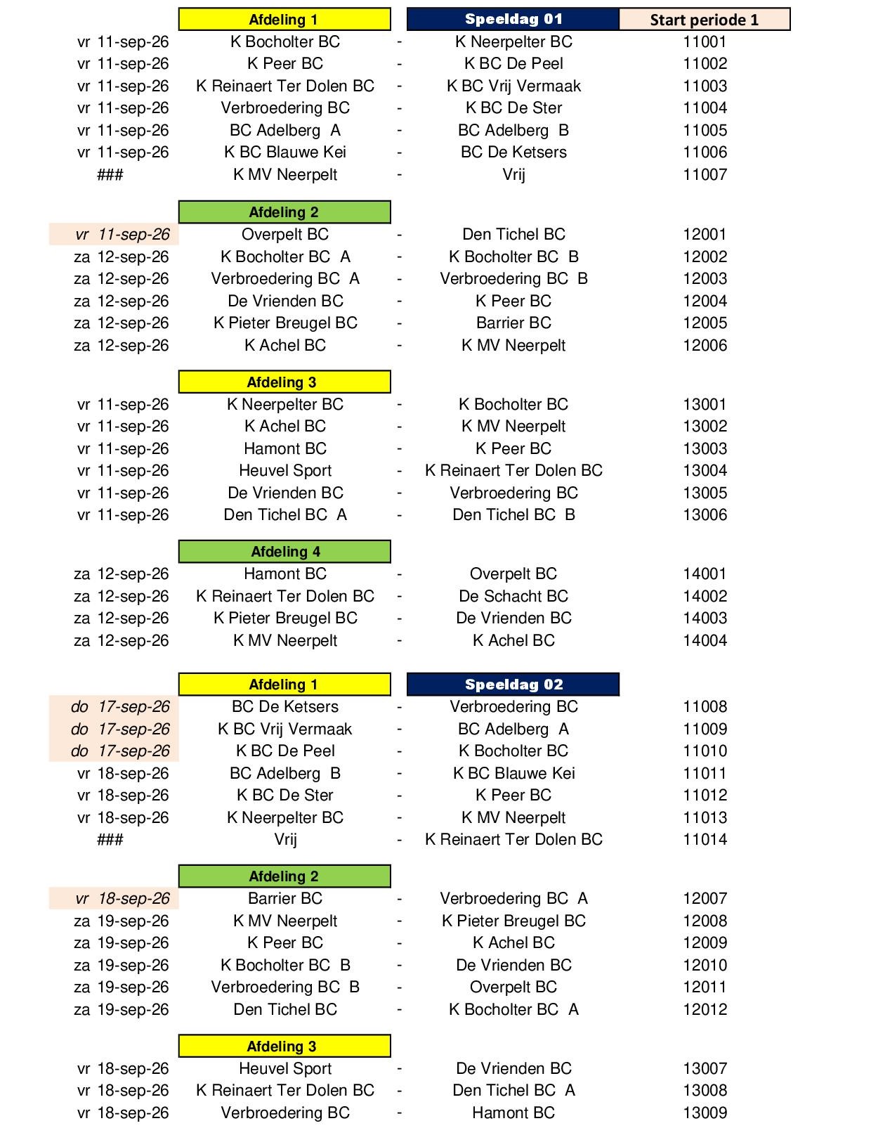 Competitie Kalender 2026 2027 24 juli 202601