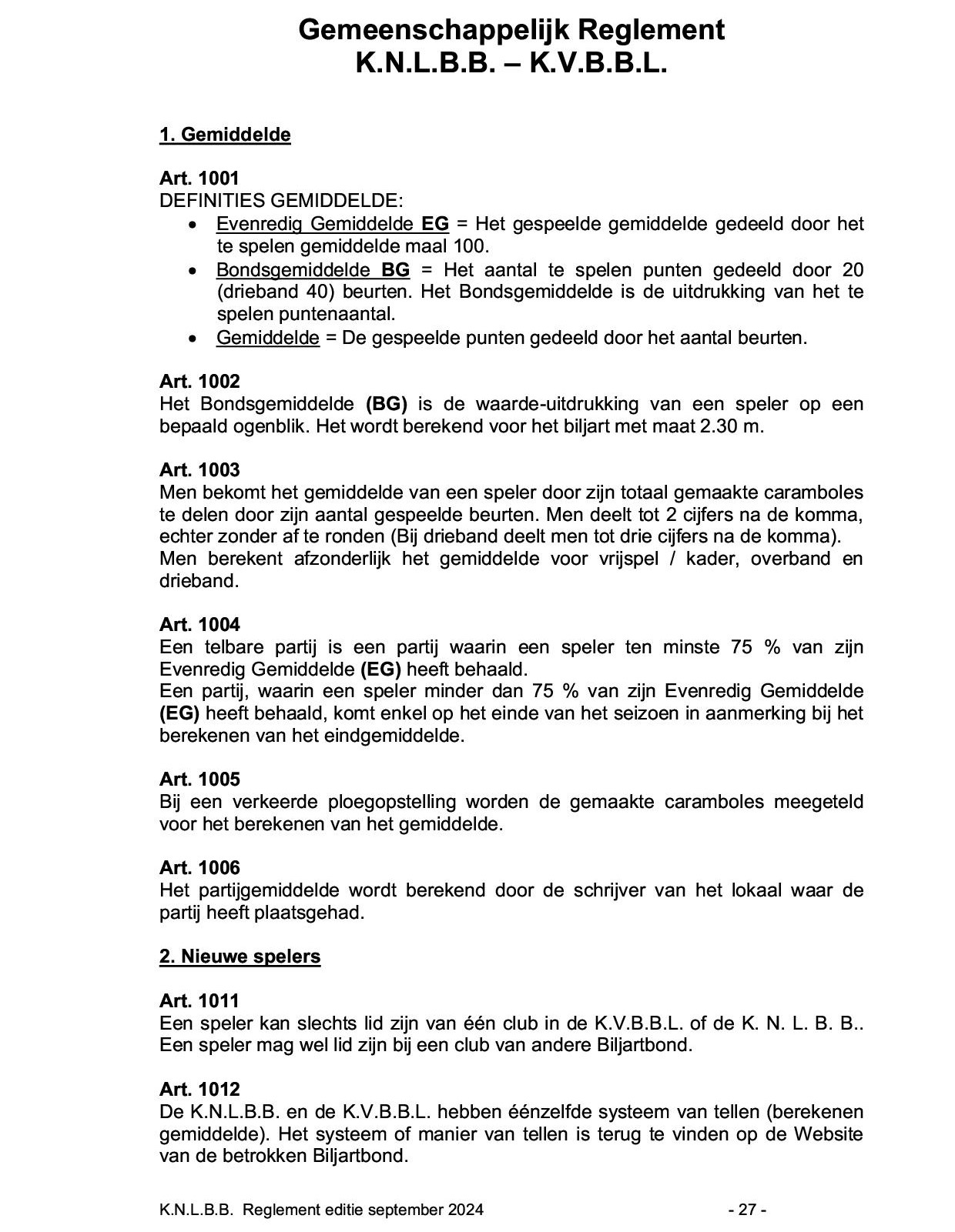 Gemeenschappelijk Reglement KNLBB KVBBL sept 2024 p 27