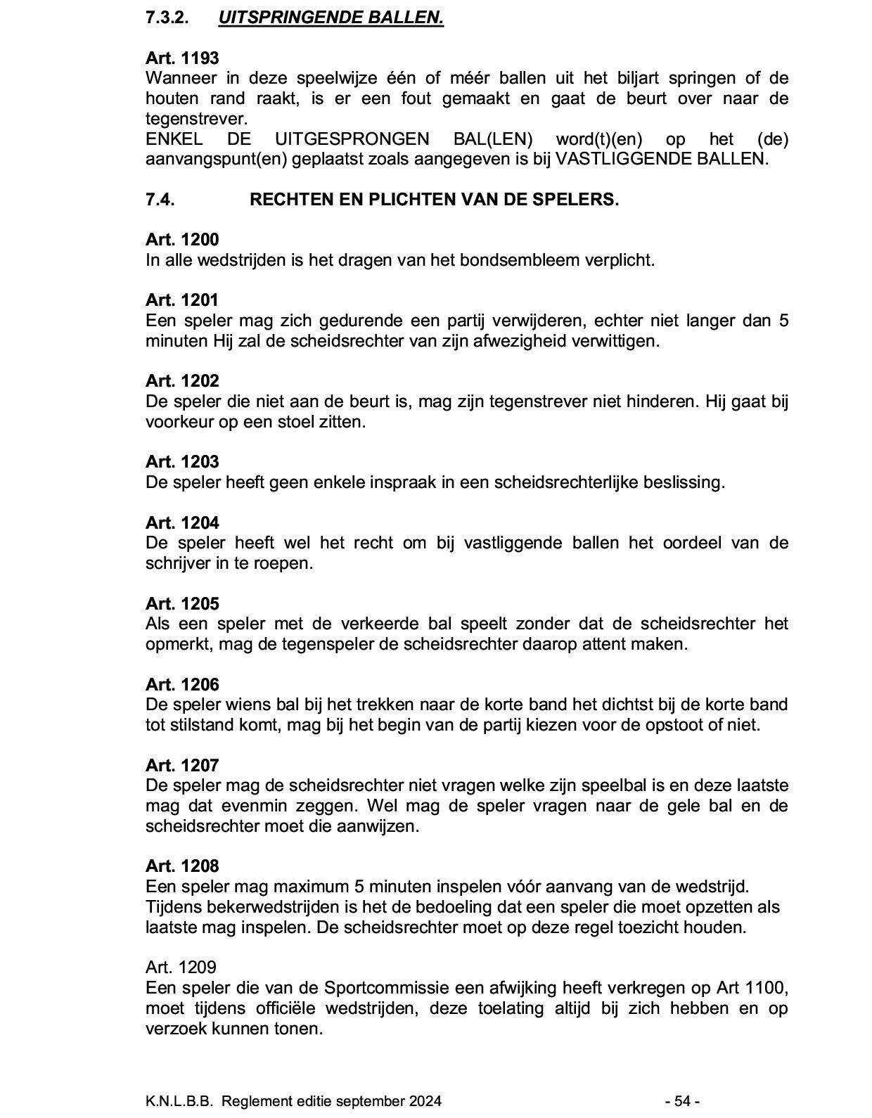 Gemeenschappelijk Reglement KNLBB KVBBL sept 2024 p 54